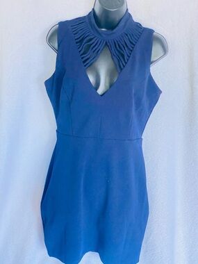 Fashion Nova Navy Cutout High Neck Mini Dress
